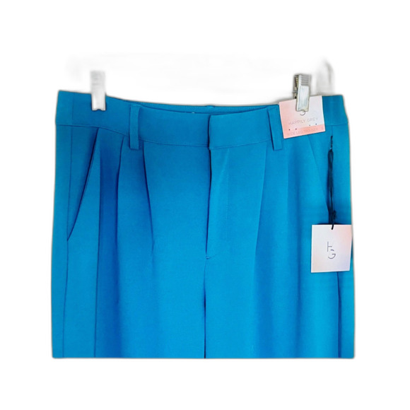 NWT Happily Grey Wide Leg Trouser Dress Pants Pleated Front Slit Tur sz 5 - Picture 6 of 9